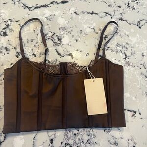 Meshki Chocolate Lace Cami Top size Small NWT